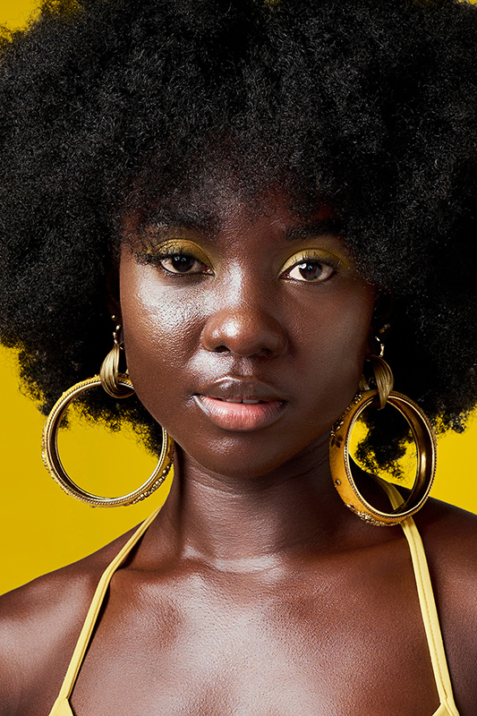 Black woman, afro or portrait of beauty, sexy or model with fashion, facial makeup or hair care wit.